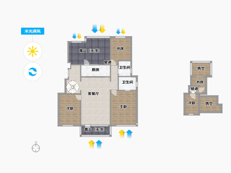 辽宁省-沈阳市-华润置地萬象府北二西路36乙28号（29栋）139m²-143.36-户型库-采光通风