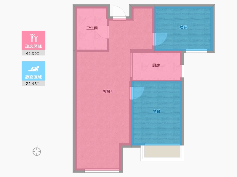 辽宁省-沈阳市-恒大时代新城蒲田路25-15号（26号楼）,蒲田路25-27号(13号楼)L11-1-B户型建-57.42-户型库-动静分区