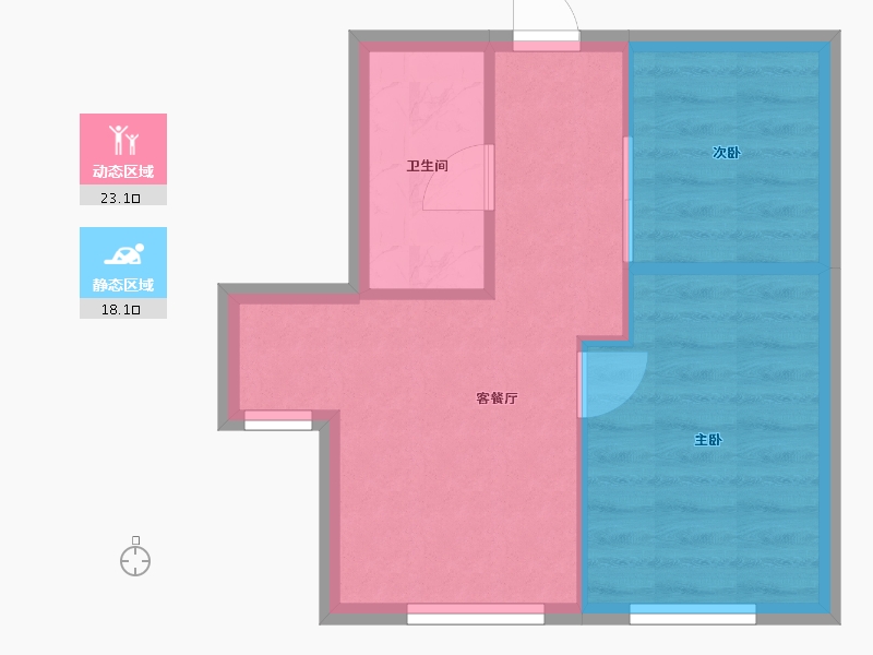 辽宁省-沈阳市-V街区53平户型53m²-36.85-户型库-动静分区