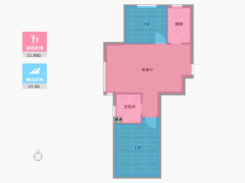 辽宁省-沈阳市-V街区69平户型69m²-48.42-户型库-动静分区