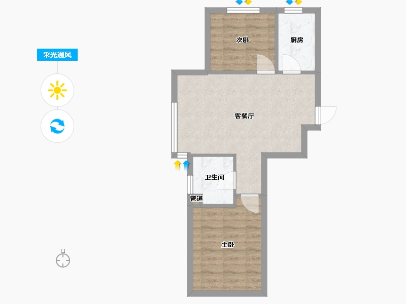 辽宁省-沈阳市-V街区69平户型69m²-48.42-户型库-采光通风