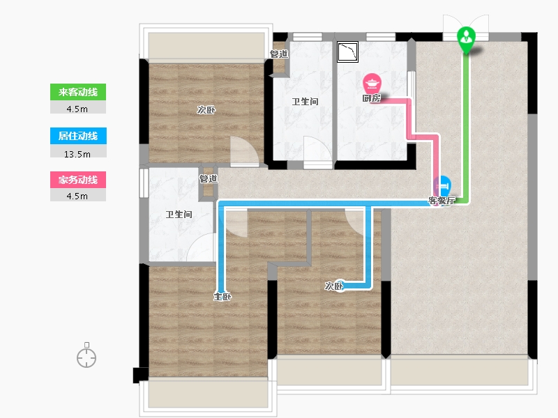 辽宁省-沈阳市-保利云禧北二西路（25,23,27)号楼125m²-83.17-户型库-动静线