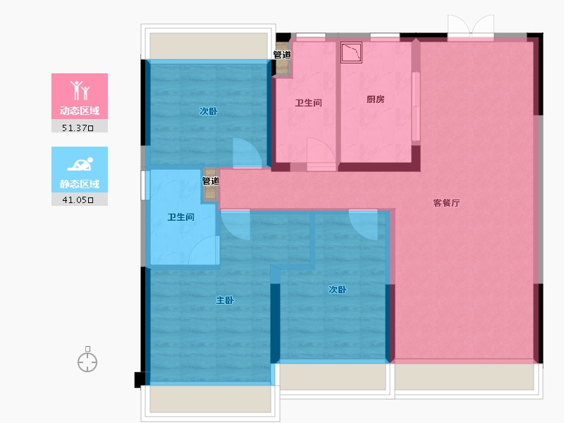 辽宁省-沈阳市-保利云禧北二西路（25,23,27)号楼125m²-83.17-户型库-动静分区