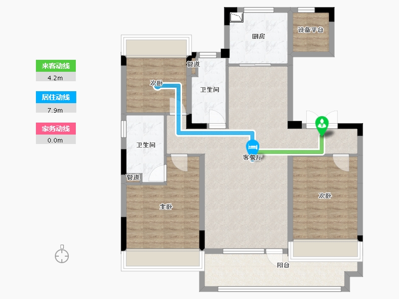 辽宁省-沈阳市-保利云禧北二西路（1,2,3)号楼125m²-103.13-户型库-动静线