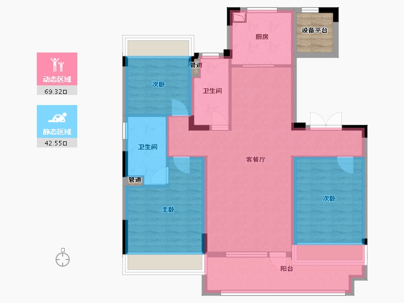 辽宁省-沈阳市-保利云禧北二西路（1,2,3)号楼125m²-103.13-户型库-动静分区