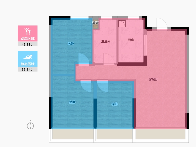 辽宁省-沈阳市-保利云禧北二西路（25,23,27,29)号楼105m²-67.36-户型库-动静分区