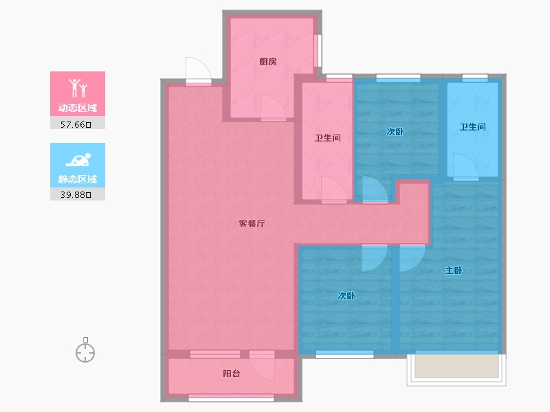 辽宁省-沈阳市-龙湖原府揽境蒲丰路49-54号（G03号楼）D户型建面127m²-86.42-户型库-动静分区