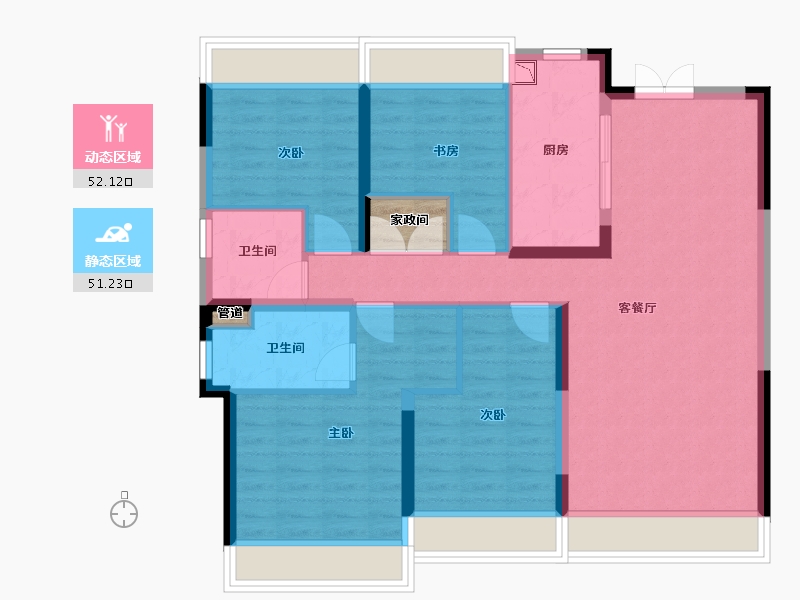 辽宁省-沈阳市-保利云禧北二西路（25,23,27,26)号楼140m²-94.43-户型库-动静分区