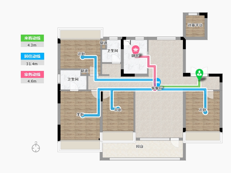 辽宁省-沈阳市-保利云禧北二西路（6,9,12,15)号楼150m²-123.62-户型库-动静线