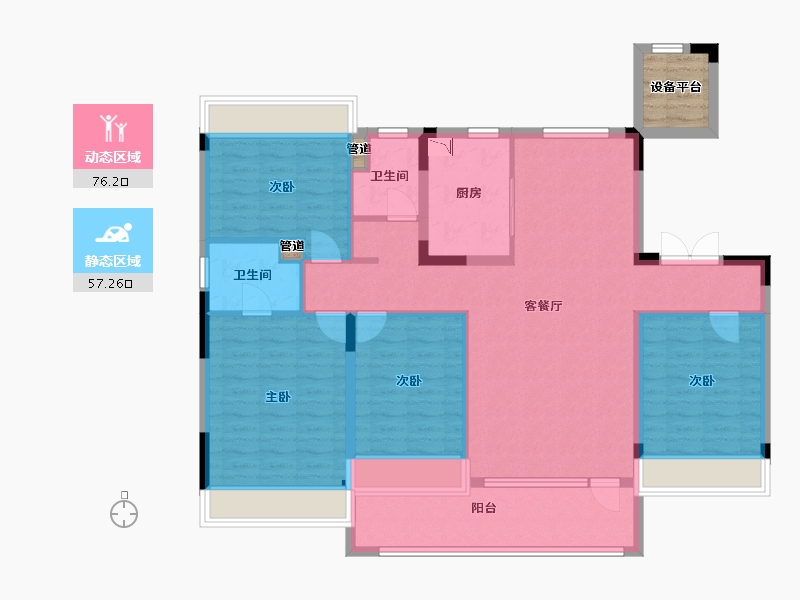 辽宁省-沈阳市-保利云禧北二西路（6,9,12,15)号楼150m²-123.62-户型库-动静分区