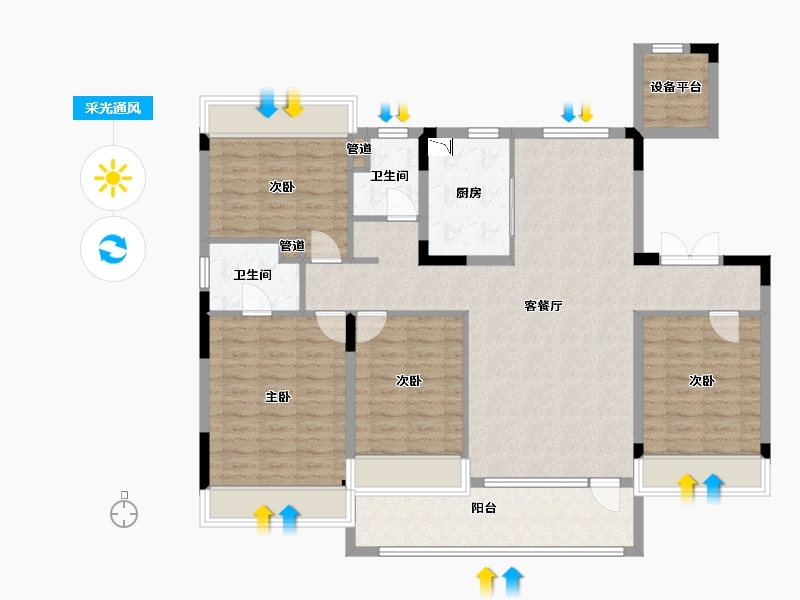 辽宁省-沈阳市-保利云禧北二西路（6,9,12,15)号楼150m²-123.62-户型库-采光通风