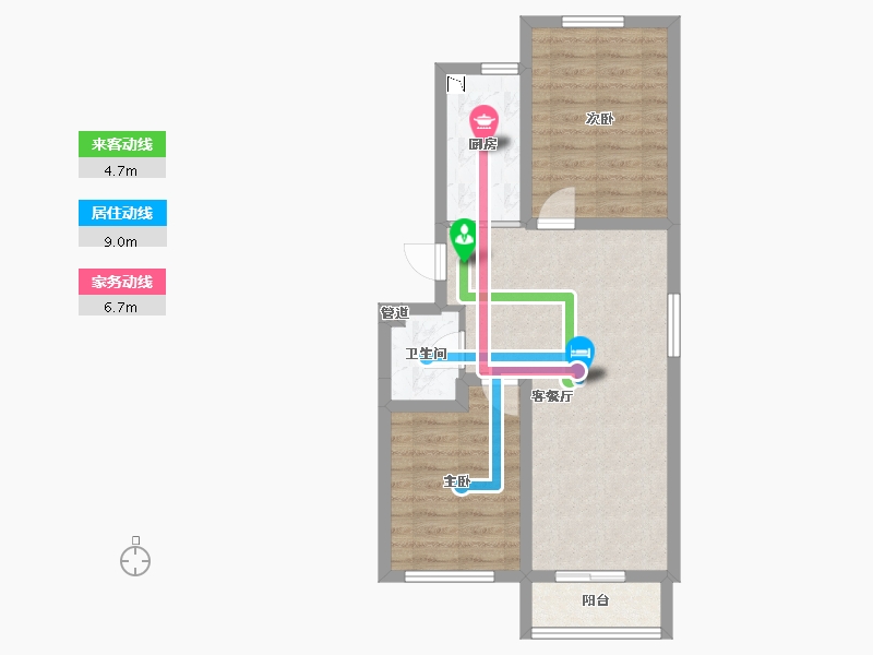 辽宁省-沈阳市-城建闲云雅居十五号街16号甲-11（15号楼）70m²-59.17-户型库-动静线