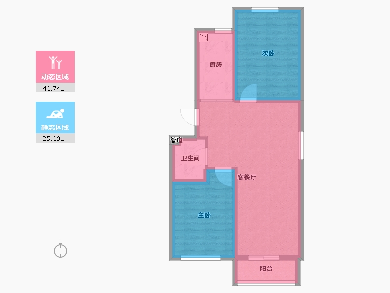 辽宁省-沈阳市-城建闲云雅居十五号街16号甲-11（15号楼）70m²-59.17-户型库-动静分区