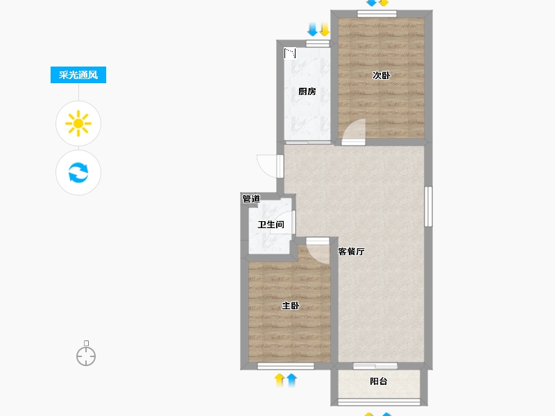 辽宁省-沈阳市-城建闲云雅居十五号街16号甲-11（15号楼）70m²-59.17-户型库-采光通风