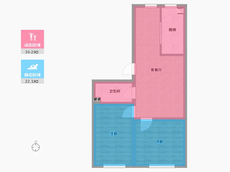 辽宁省-沈阳市-城建闲云雅居十五号街16号甲-11（15号楼）63m²-46.12-户型库-动静分区