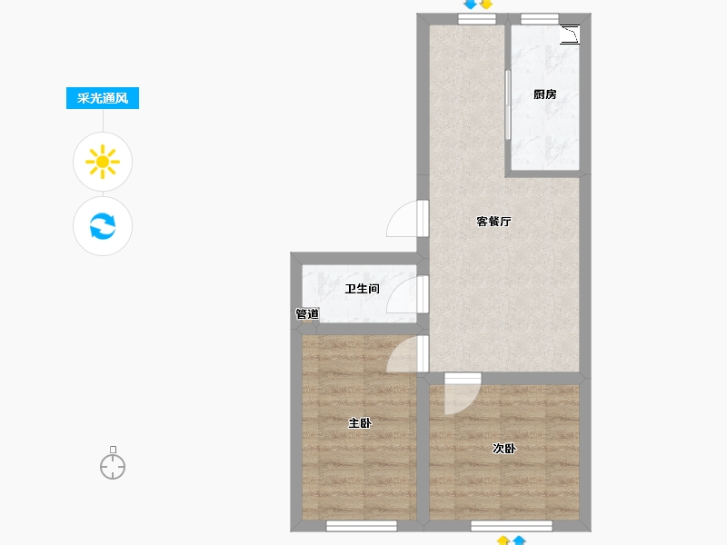 辽宁省-沈阳市-城建闲云雅居十五号街16号甲-11（15号楼）63m²-46.12-户型库-采光通风