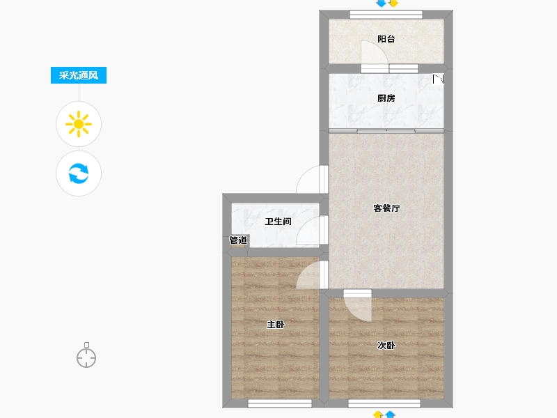 辽宁省-沈阳市-城建闲云雅居十五号街（25，７）号楼69m²-45.96-户型库-采光通风