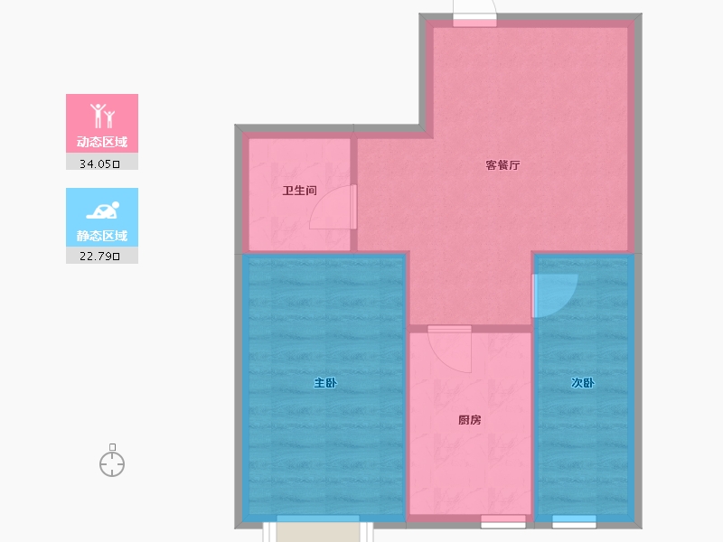 辽宁省-沈阳市-府兴雅园1号楼（重工街北一西路27号）74m²-51.37-户型库-动静分区