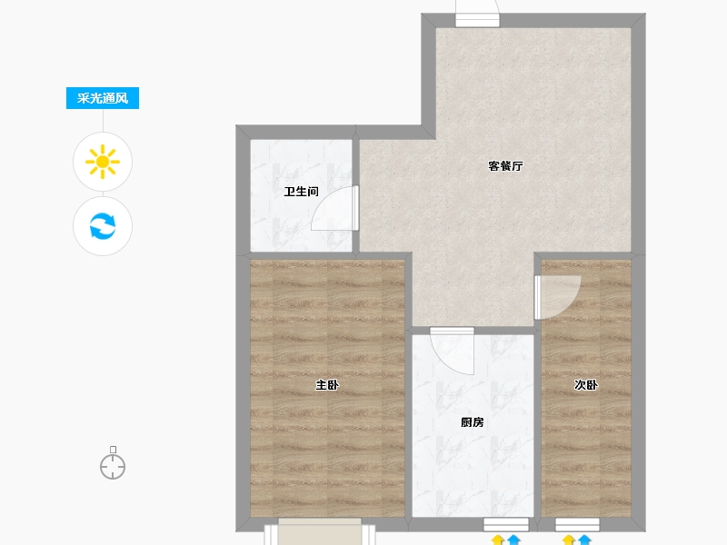 辽宁省-沈阳市-府兴雅园1号楼（重工街北一西路27号）74m²-51.37-户型库-采光通风