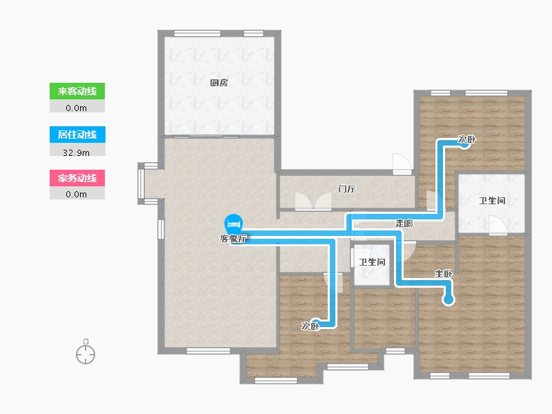 辽宁省-沈阳市-富海茗乔206户型206m²-145.52-户型库-动静线