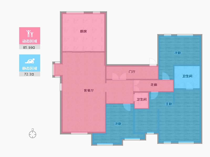 辽宁省-沈阳市-富海茗乔206户型206m²-145.52-户型库-动静分区