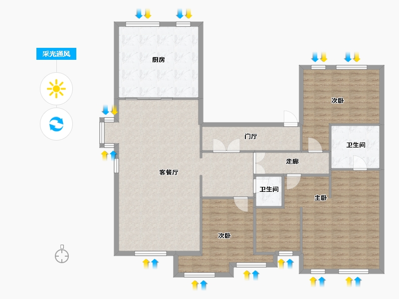 辽宁省-沈阳市-富海茗乔206户型206m²-145.52-户型库-采光通风