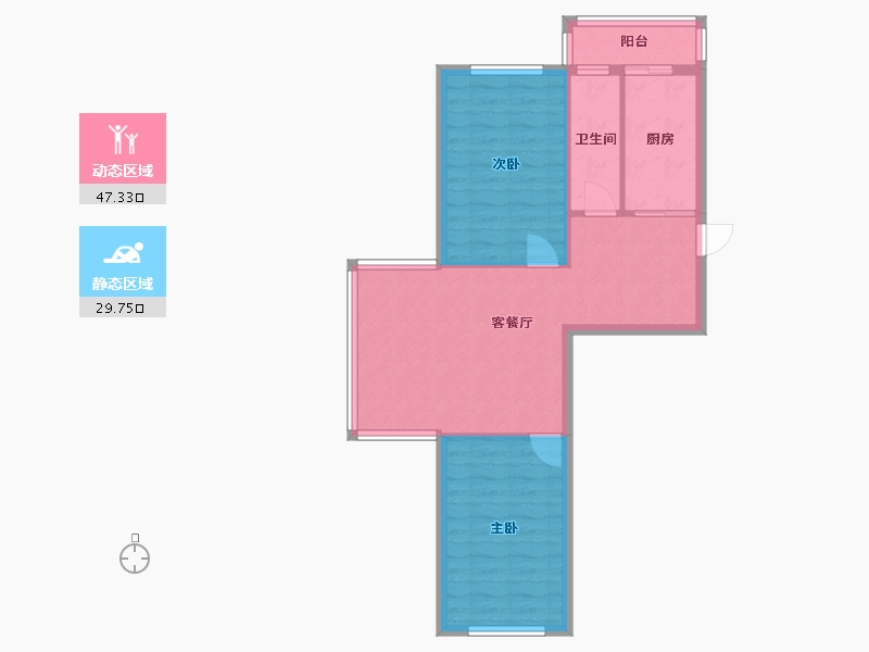 辽宁省-沈阳市-府兴雅园1号楼（重工街北一西路27号）91m²-69.68-户型库-动静分区