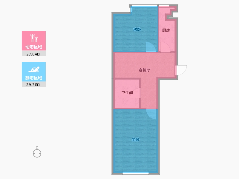 辽宁省-沈阳市-府兴雅园重工街北一西路（2，3，4,5）号楼61m²-47.23-户型库-动静分区