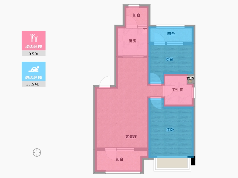 辽宁省-沈阳市-富景学府新城D1-1户型71.96㎡-55.77-户型库-动静分区