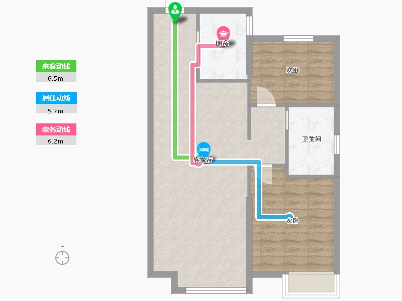 辽宁省-沈阳市-恒大林溪郡二十二号路（1,3,14,15,19）号楼90m²-72.27-户型库-动静线