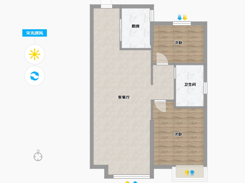 辽宁省-沈阳市-恒大林溪郡二十二号路（1,3,14,15,19）号楼90m²-72.27-户型库-采光通风