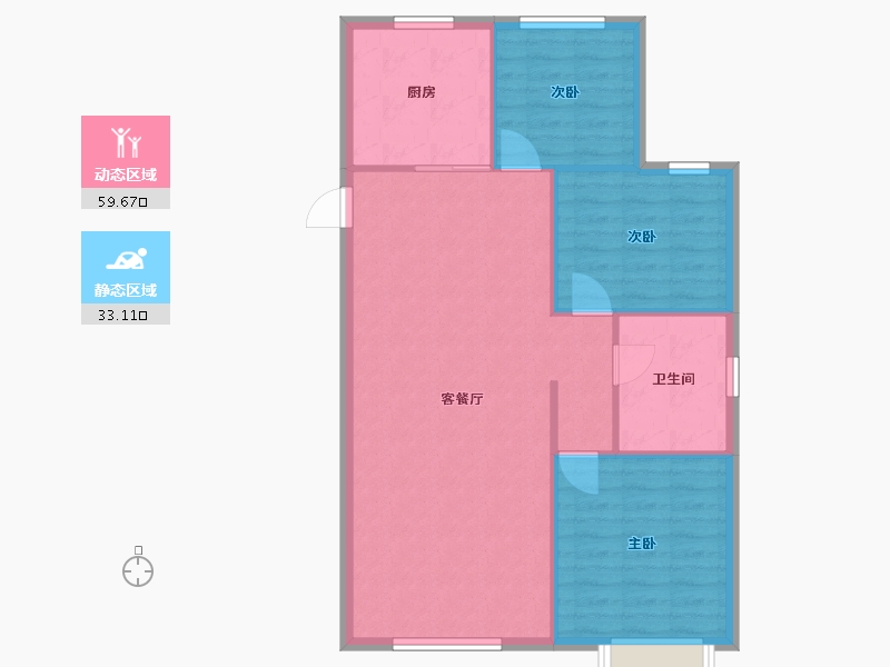 辽宁省-沈阳市-恒大林溪郡二十二号路（2,9,10,7）号楼107m²-85.59-户型库-动静分区