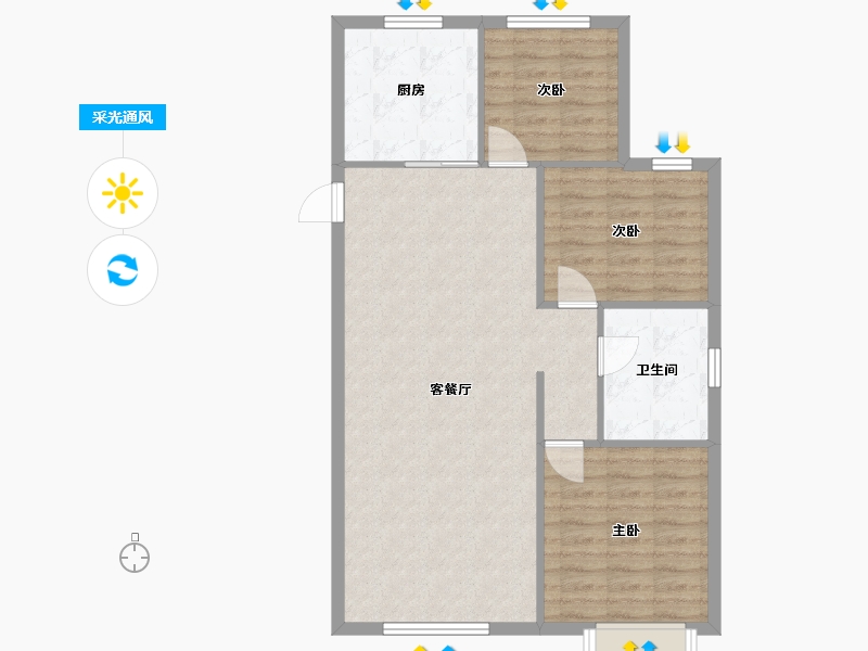 辽宁省-沈阳市-恒大林溪郡二十二号路（2,9,10,7）号楼107m²-85.59-户型库-采光通风