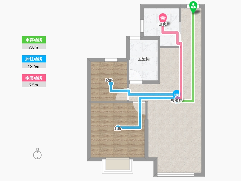 辽宁省-沈阳市-恒大林溪郡二十二号路（2,13）号楼83m²-66.40-户型库-动静线