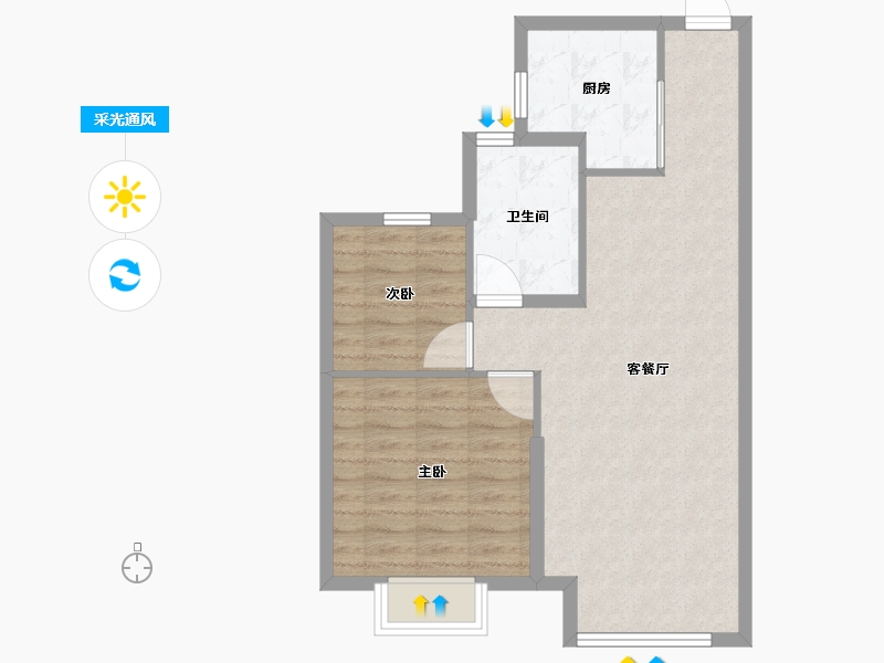 辽宁省-沈阳市-恒大林溪郡二十二号路（2,13）号楼83m²-66.40-户型库-采光通风