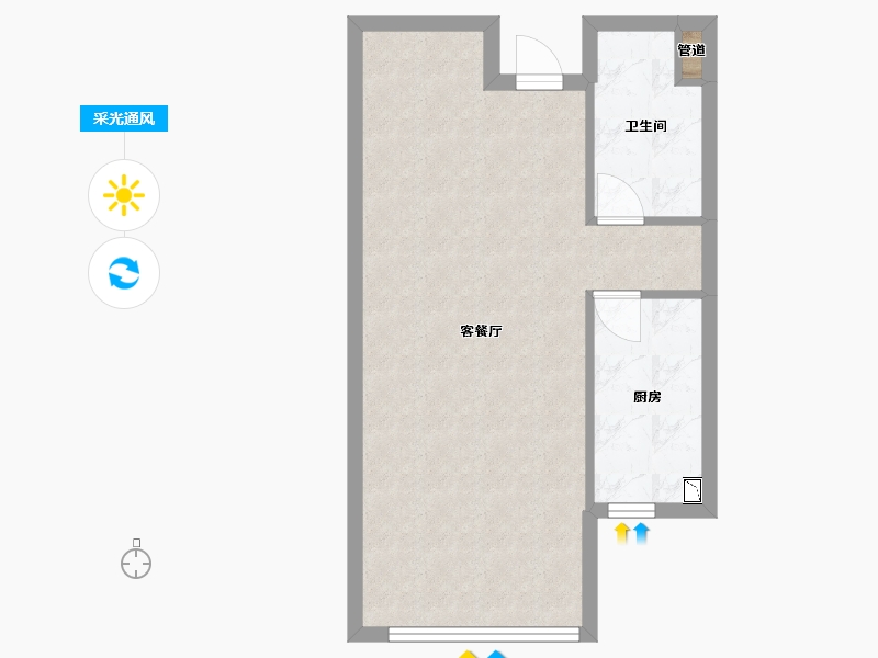 辽宁省-沈阳市-恒大林溪郡二十二号路（8）号楼60m²-48.01-户型库-采光通风