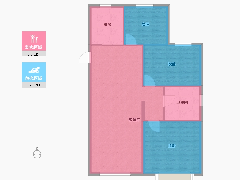 辽宁省-沈阳市-恒大林溪郡二十二号路（9,10）号楼99m²-78.69-户型库-动静分区