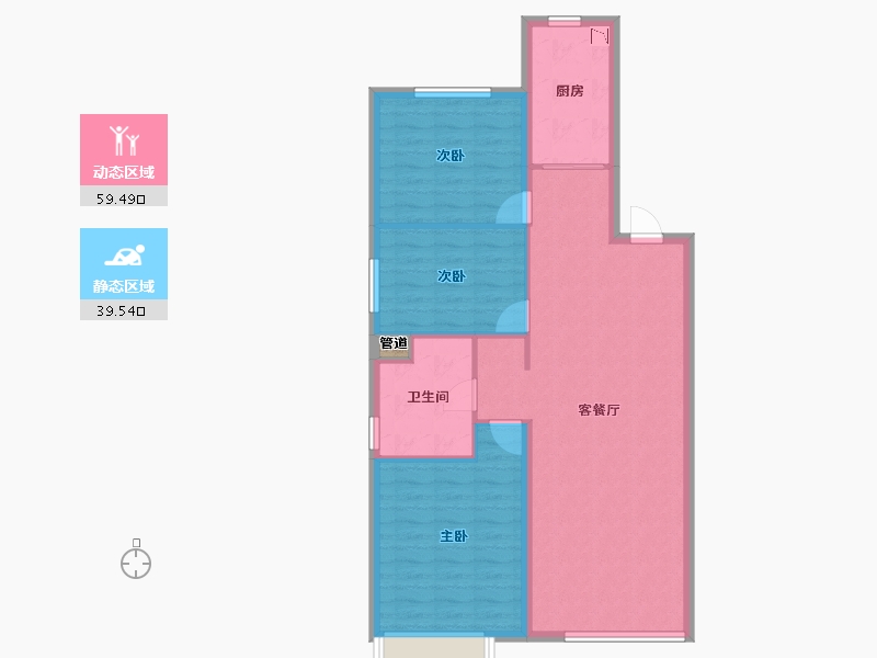 辽宁省-沈阳市-恒大林溪郡二十二号路（8）号楼113m²-90.40-户型库-动静分区