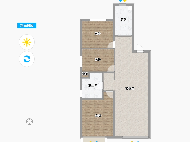 辽宁省-沈阳市-恒大林溪郡二十二号路（8）号楼113m²-90.40-户型库-采光通风