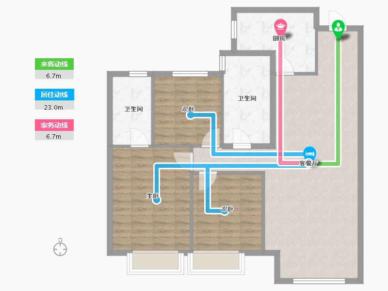 辽宁省-沈阳市-恒大林溪郡二十二号路（9,10,13）号楼122m²-97.59-户型库-动静线