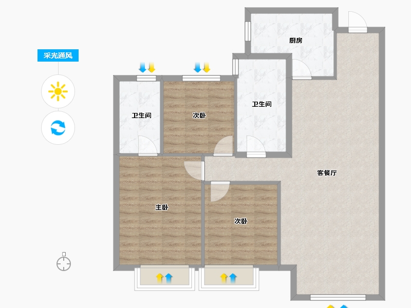 辽宁省-沈阳市-恒大林溪郡二十二号路（9,10,13）号楼122m²-97.59-户型库-采光通风