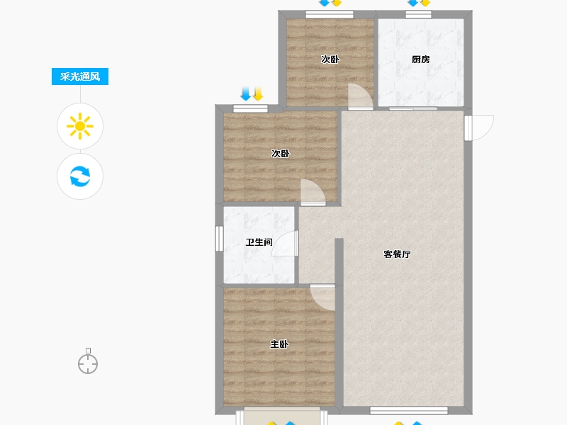 辽宁省-沈阳市-恒大林溪郡二十二号路（11,6,16）号楼107m²-85.59-户型库-采光通风