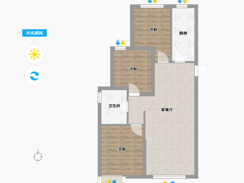 辽宁省-沈阳市-恒大林溪郡二十二号路（11,12,16,17）号楼99m²-66.53-户型库-采光通风