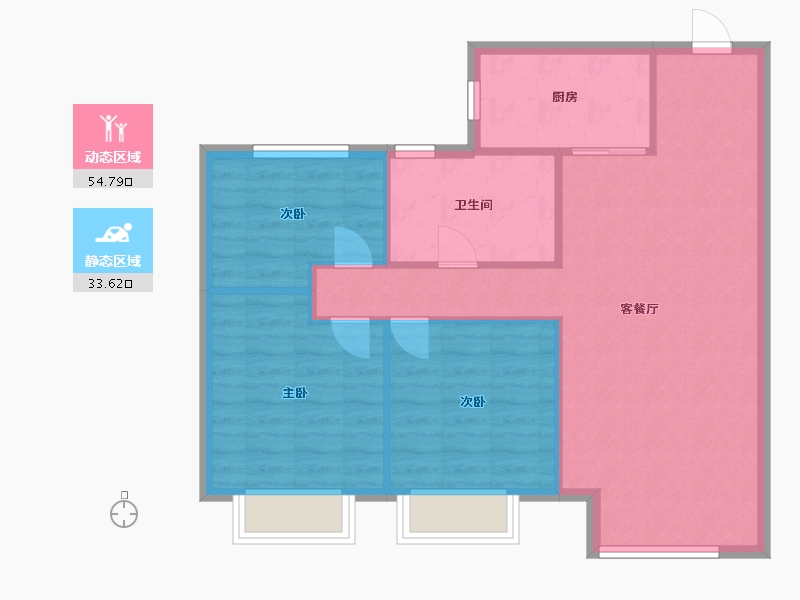 辽宁省-沈阳市-恒大林溪郡二十二号路（12,17）号楼101m²-80.80-户型库-动静分区