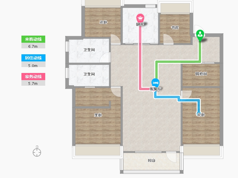 辽宁省-沈阳市-华润置地二十四城央境高层E户型143m²-109.79-户型库-动静线