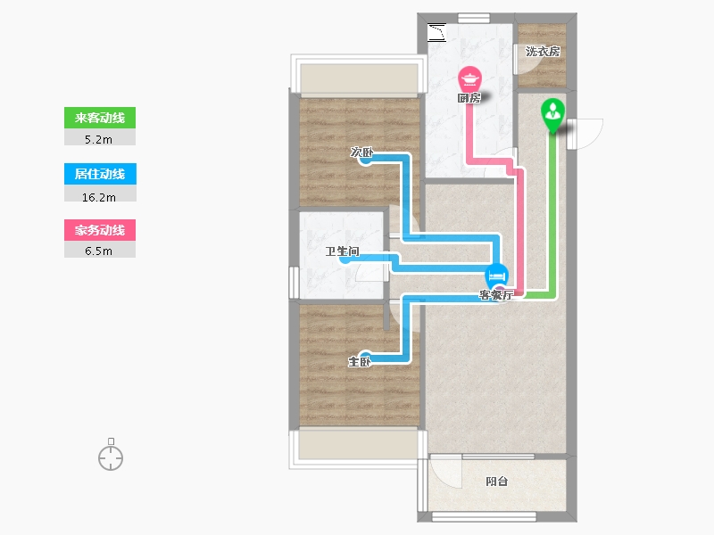 辽宁省-沈阳市-华润置地二十四城央境沧海路8-15号(15号楼）91m²-65.59-户型库-动静线