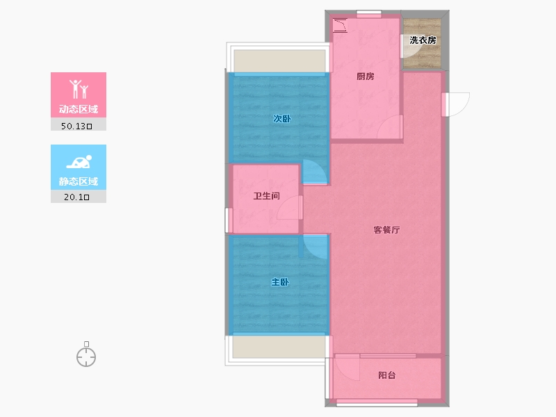 辽宁省-沈阳市-华润置地二十四城央境沧海路8-15号(15号楼）91m²-65.59-户型库-动静分区