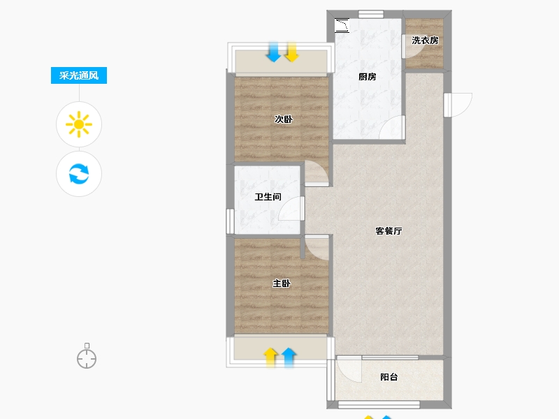 辽宁省-沈阳市-华润置地二十四城央境沧海路8-15号(15号楼）91m²-65.59-户型库-采光通风