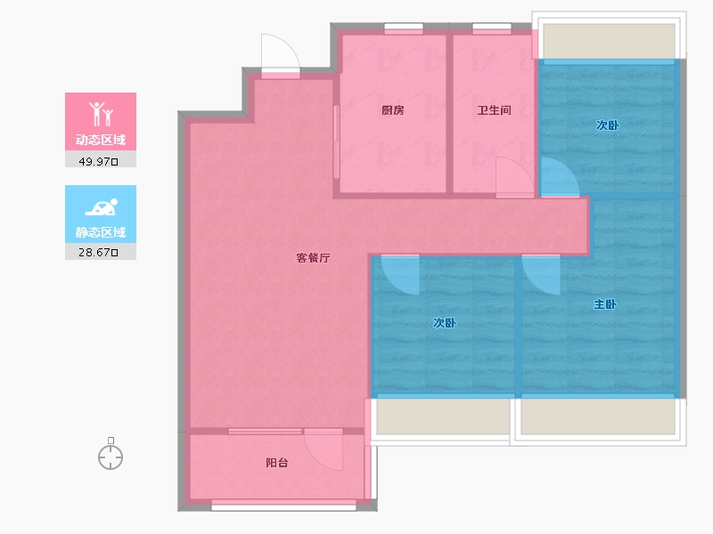 辽宁省-沈阳市-华润置地二十四城央境沧海路8-15号(15号楼）98m²-71.26-户型库-动静分区