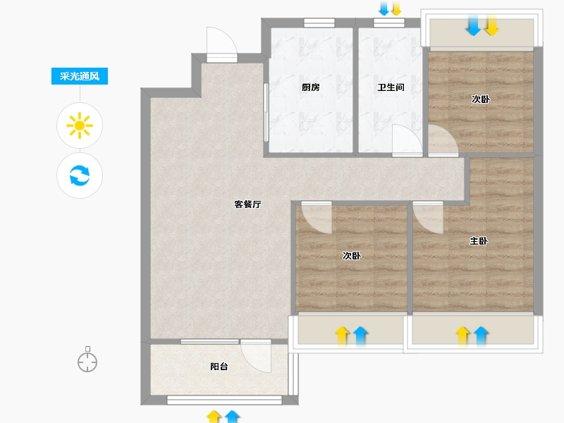 辽宁省-沈阳市-华润置地二十四城央境沧海路8-15号(15号楼）98m²-71.26-户型库-采光通风